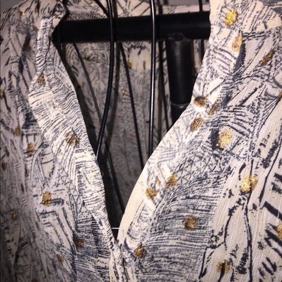 NWOT Material Girls size small oversized cream gold and gray 3/4 length sleeves - Picture 3 of 8